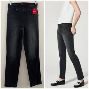 Spanx Straight Leg Jeans Women's XS in Vintage Black Pull-On Shaping Denim NWT